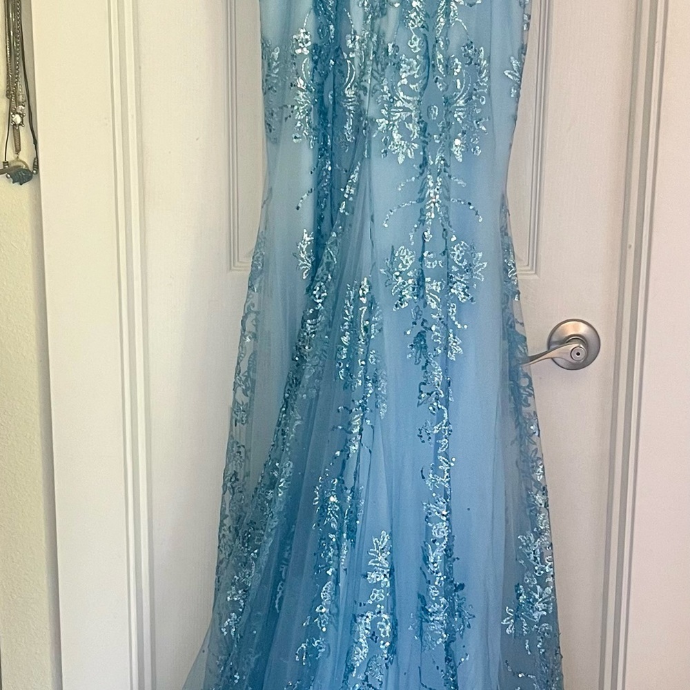 Embellished Light Blue Evening Gown